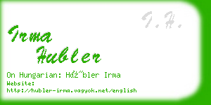 irma hubler business card